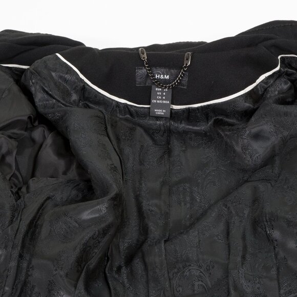 H&M Black Pleated-Back Belted Trench Coat, Size 4, NWT - Picture 4 of 6